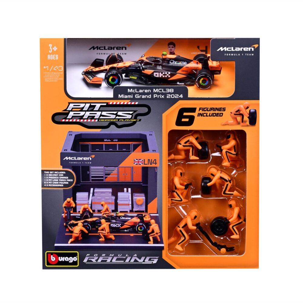 Alternative view of Pit Stop McLaren with MCL38 Diecast Model 1:43 F1 2024